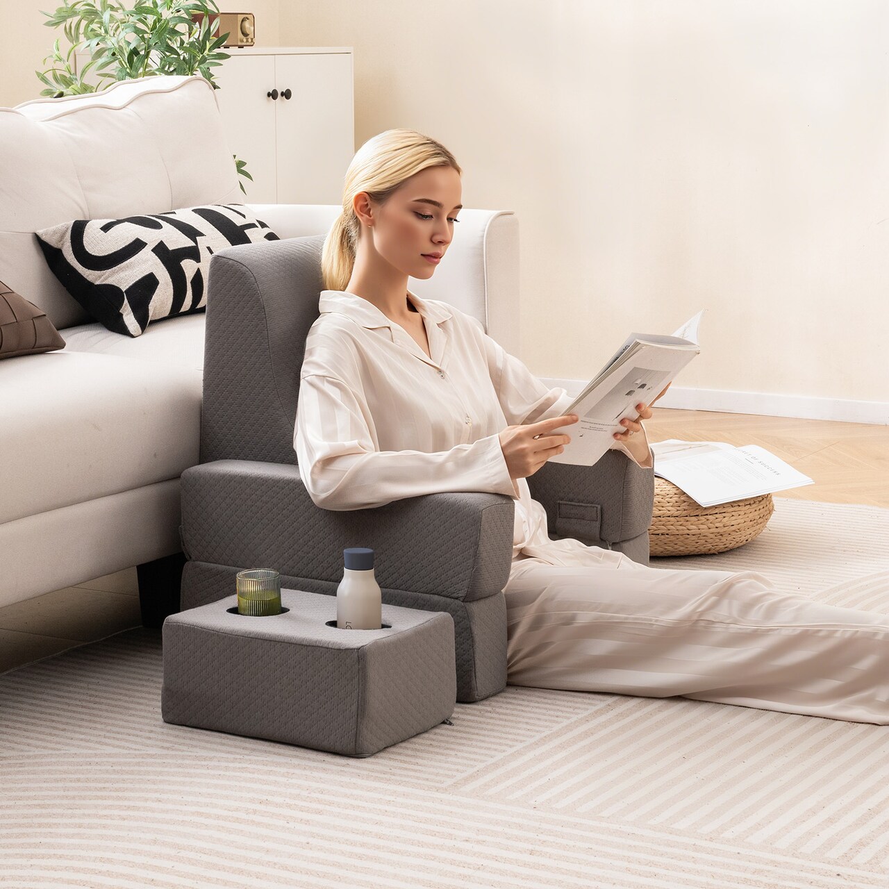 Reading Pillow Set 3-Piece with Large Lap Desk and Coaster